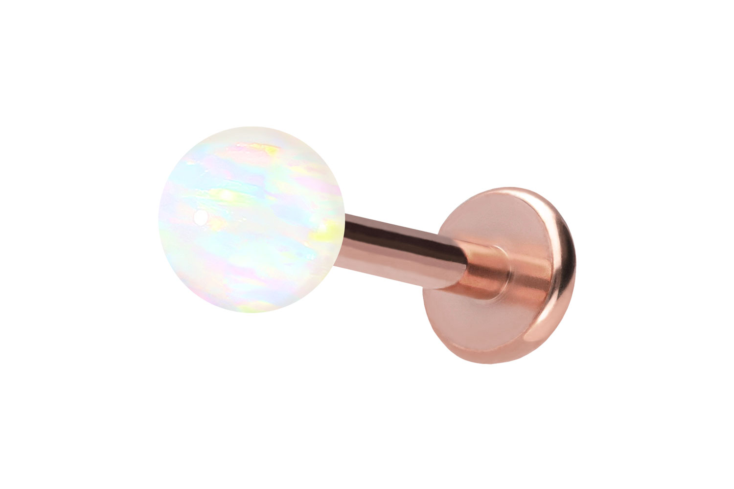 Titan Labret Piercing mit Push Fit SYNTHETISCHER OPAL